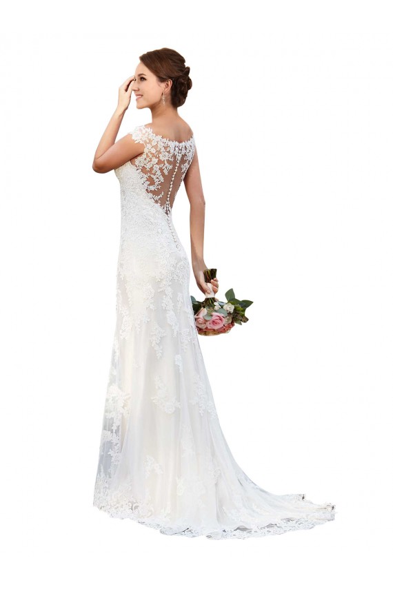Chapel Train Sleeveless Lace White Sheath Sexy Wedding Dress Newcastle