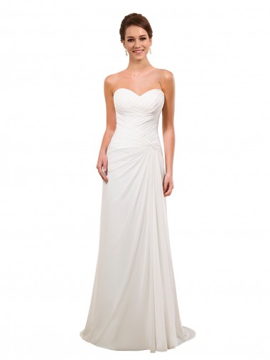 Chapel Train Sleeveless Soft Chiffon Ivory Sheath Wedding Gowns Newcastle