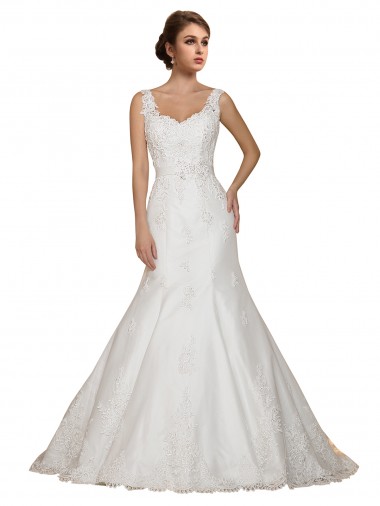 Chapel Train Cap Sleeves Lace Ivory Mermaid Wedding Dress Newcastle