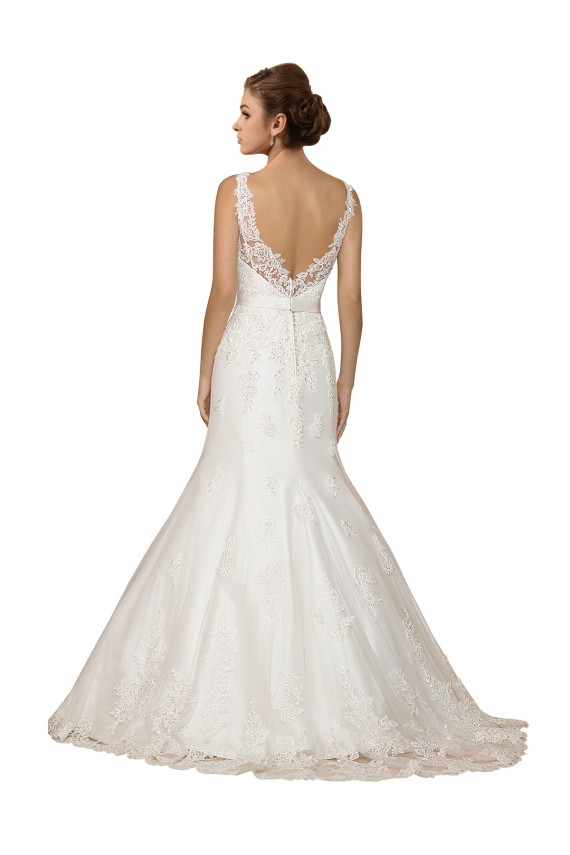 Chapel Train Cap Sleeves Lace Ivory Mermaid Wedding Dress Newcastle