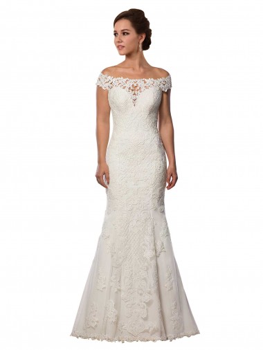 Chapel Train Cap Sleeves Lace Ivory Mermaid Boho Wedding Dress Newcastle