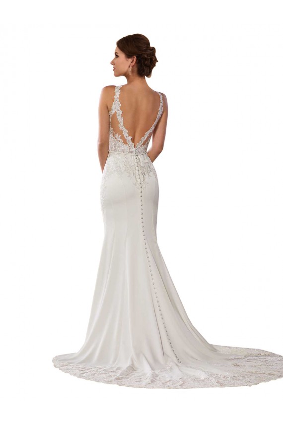 Chapel Train Sleeveless Lace Ivory Sheath Modern Wedding Dress Newcastle