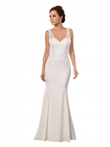 Chapel Train Sleeveless Lace & Stretch Crepe Ivory Mermaid Sexy Wedding Dress Newcastle