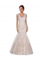Chapel Train Sleeveless Lace Ivory & Champagne Mermaid Modern Wedding Dress Newcastle