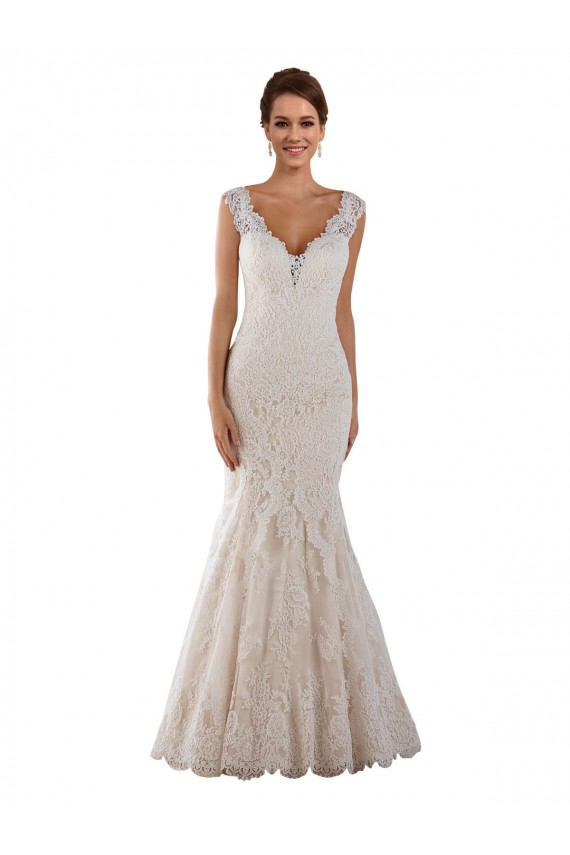 Chapel Train Sleeveless Lace White Mermaid Wedding Dress Newcastle