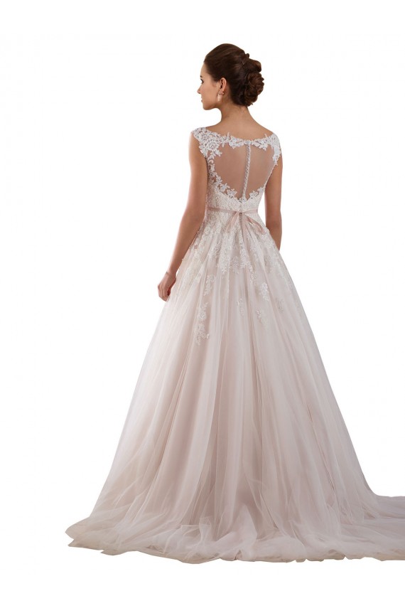 Chapel Train Sleeveless Tulle & Lace Ivory Ball Gown Wedding Dress Newcastle