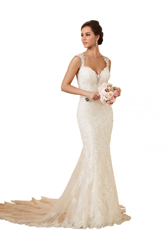 Chapel Train Sleeveless Lace Ivory Sweetheart Mermaid Modern Wedding Dress Newcastle