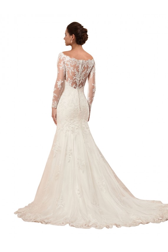 Chapel Train Long Sleeves Lace Ivory Mermaid Sexy Wedding Dress Newcastle