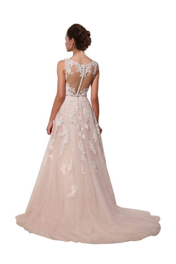 Chapel Train Sleeveless Tulle & Lace Ivory Sweetheart A-Line Wedding Dress Newcastle
