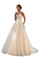 Chapel Train Sleeveless Tulle & Lace Ivory & Champagne Ball Gown Wedding Dress Newcastle