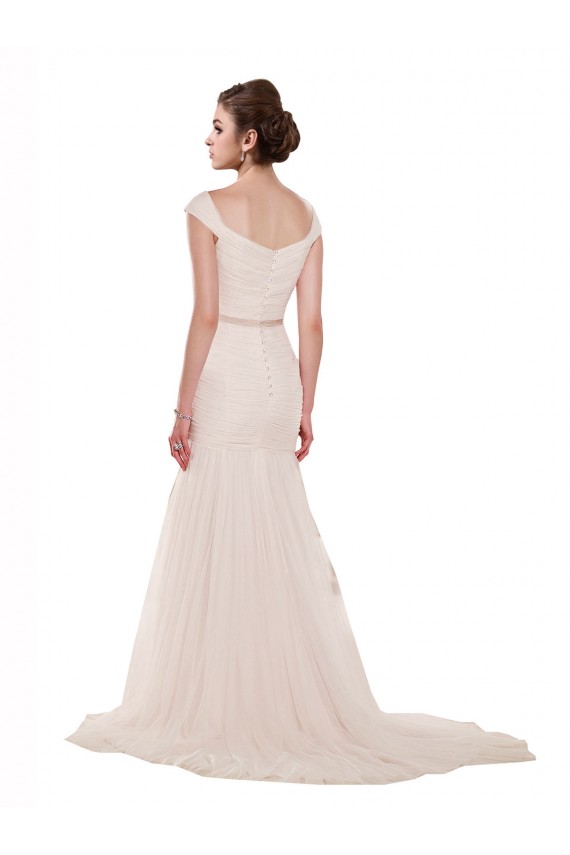 Chapel Train Sleeveless Tulle Ivory Mermaid Beach Wedding Dress Newcastle