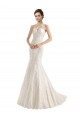 Chapel Train Sleeveless Lace Ivory Illusion Neck Mermaid Wedding Dress Newcastle