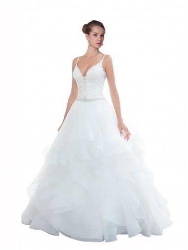 Chapel Train Sleeveless Tulle White Ball Gown Beach Wedding Dress Newcastle