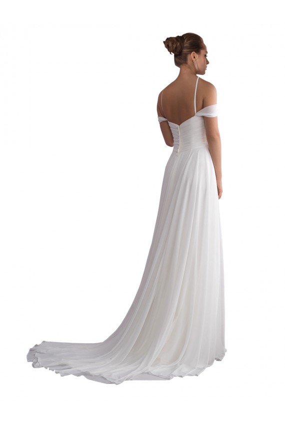Sweep Train Sleeveless Soft Chiffon Ivory A-Line Beach Wedding Dress Newcastle