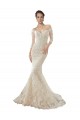 Chapel Train Long Sleeves Tulle & Lace Ivory & Champagne Mermaid Wedding Dress Newcastle