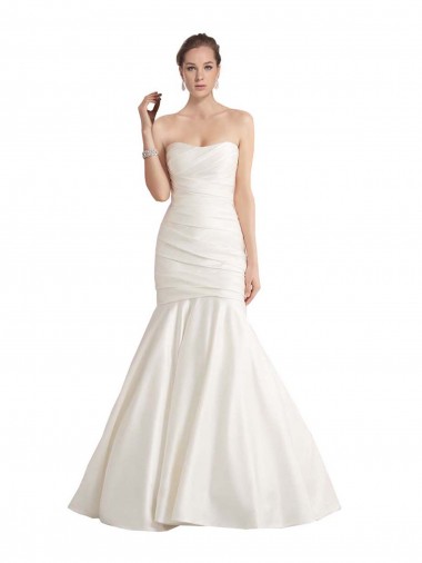 Chapel Train Sleeveless Satin Ivory Strapless Mermaid Beach Wedding Dress Newcastle