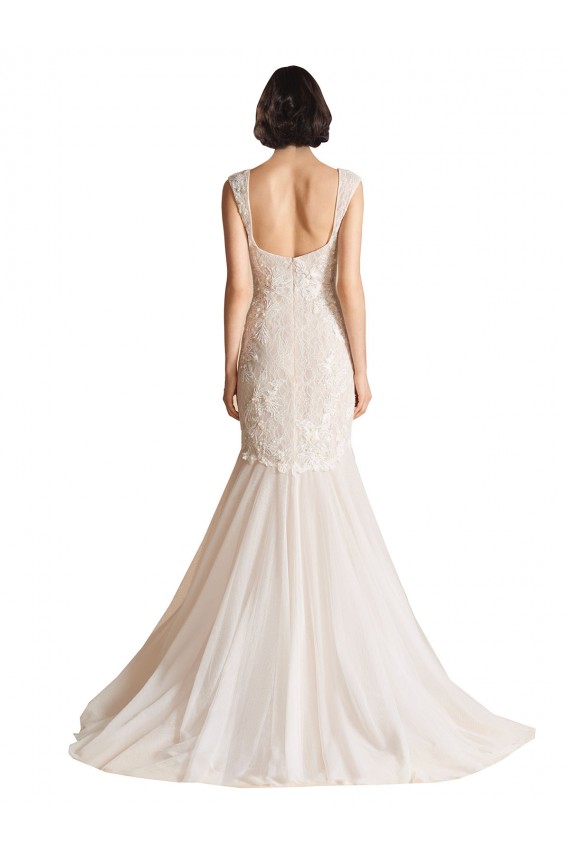 Sweep Train Sleeveless Tulle Ivory & Champagne Mermaid Wedding Dress Newcastle