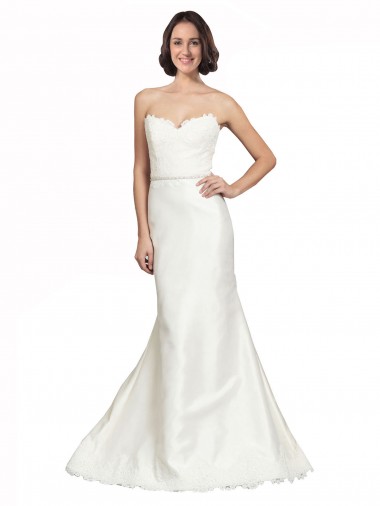Chapel Train Sleeveless Satin & Lace Ivory Trumpet Bridal Dress Newcastle