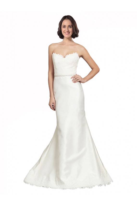 Chapel Train Sleeveless Satin & Lace Ivory Trumpet Bridal Dress Newcastle