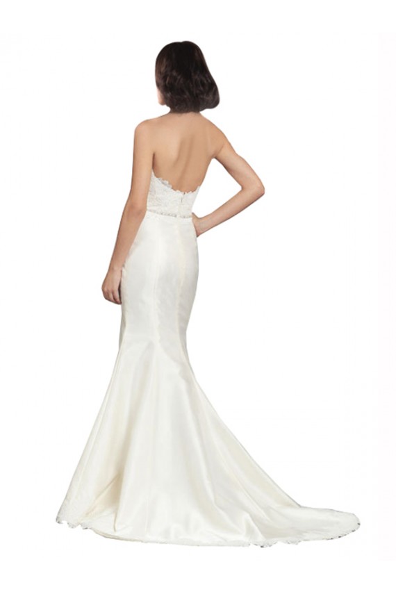 Chapel Train Sleeveless Satin & Lace Ivory Trumpet Bridal Dress Newcastle