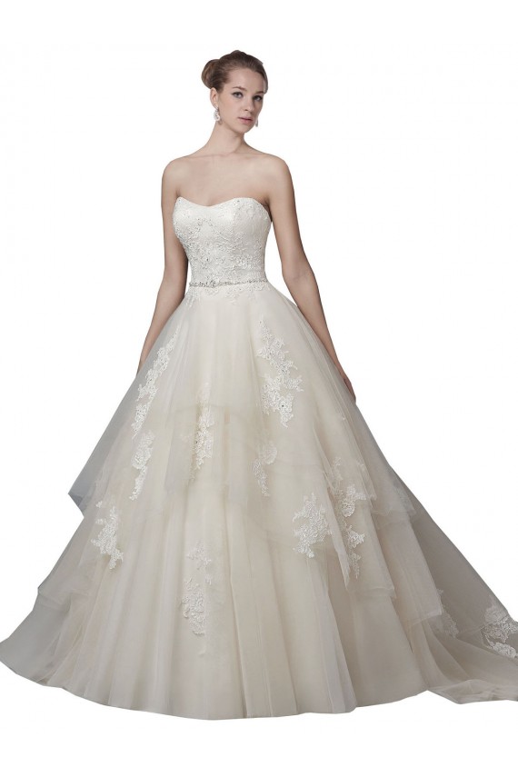 Chapel Train Sleeveless Tulle & Lace Ivory Scoop Neck Ball Gown Wedding Dress Newcastle