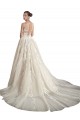 Chapel Train Sleeveless Tulle Ivory & Champagne Illusion Neck A-Line Wedding Dress Newcastle