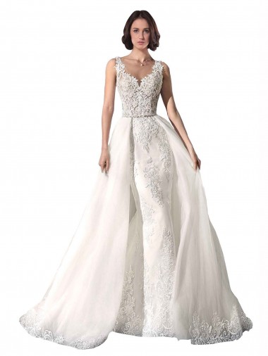 Chapel Train Sleeveless Tulle & Lace White Sweetheart Mermaid Wedding Dress Newcastle