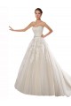 Chapel Train Sleeveless Tulle & Lace Ivory & Champagne Strapless A-Line Wedding Dress Newcastle