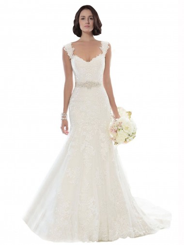 Chapel Train Sleeveless Lace White Mermaid Beach Wedding Dress Newcastle