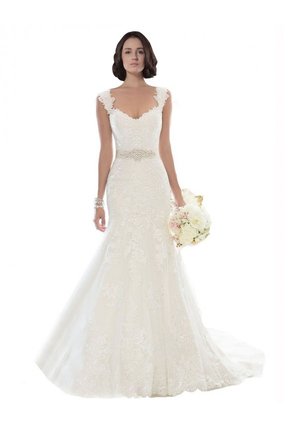 Chapel Train Sleeveless Lace White Mermaid Beach Wedding Dress Newcastle