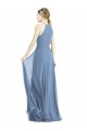 Long Sleeveless Soft Chiffon Dusty Blue Halter Neck A-Line Semi Formal Evening Dress / Bridesmaid Dress Newcastle