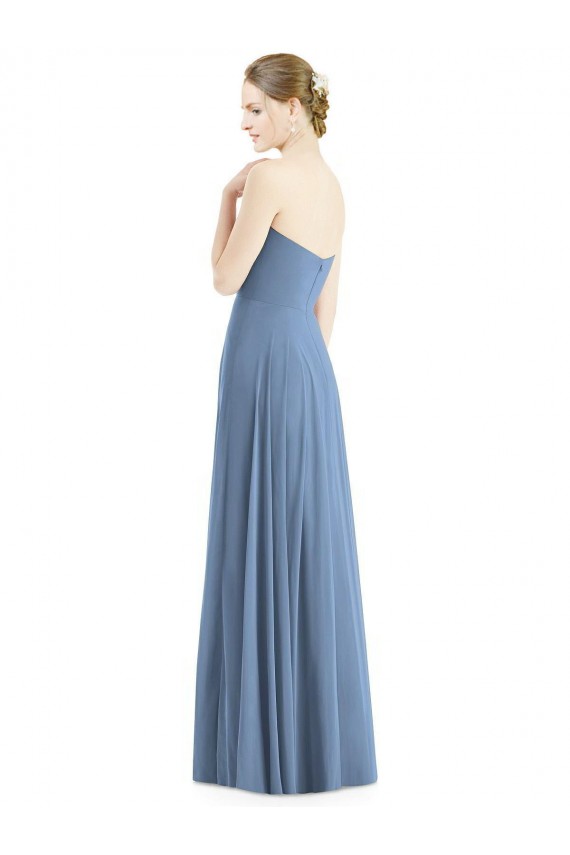 Long Sleeveless Soft Chiffon Dusty Blue Sweetheart A-Line Evening Dress / Bridesmaid Dress Newcastle