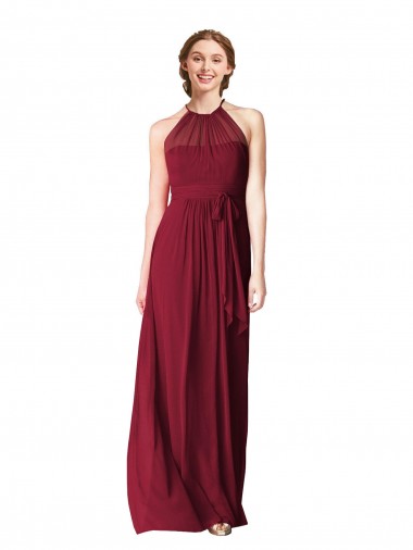 Long Sleeveless Chiffon Burgundy A-Line Evening Gowns / Bridesmaid Dresses Newcastle