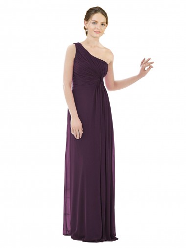 Long Sleeveless Soft Chiffon Grape One Shoulder A-Line Evening Dress / Bridesmaid Dress Newcastle