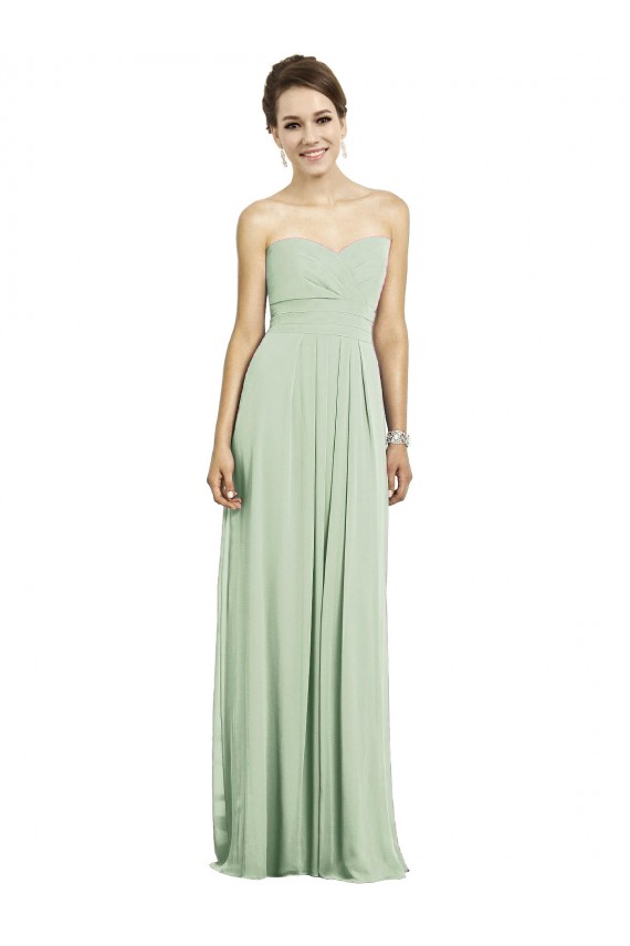 Long Sleeveless Soft Chiffon Sage A-Line Bridesmaid Dress Newcastle