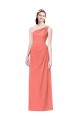 Long Sleeveless Soft Chiffon Coral One Shoulder A-Line Bridesmaid Dress Newcastle