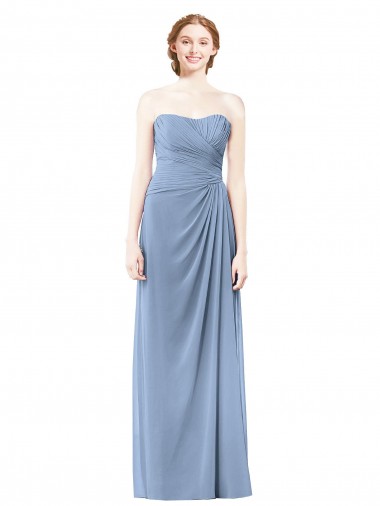 Long Sleeveless Chiffon Dusty Blue A-Line Formal Dresses / Bridesmaid Dresses Newcastle