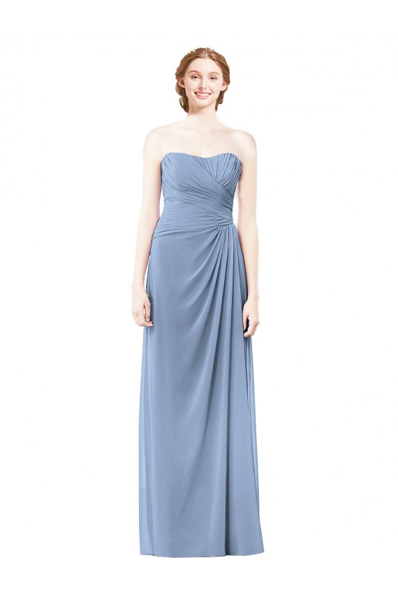 Long Sleeveless Chiffon Dusty Blue A-Line Formal Dresses / Bridesmaid Dresses Newcastle