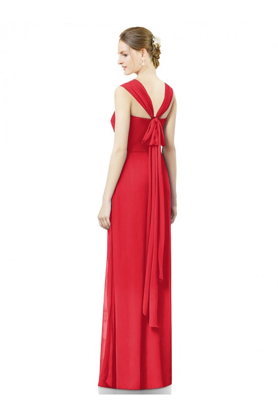 Long Cap Sleeves Soft Chiffon Red A-Line Formal Dress / Bridesmaid Dress Newcastle