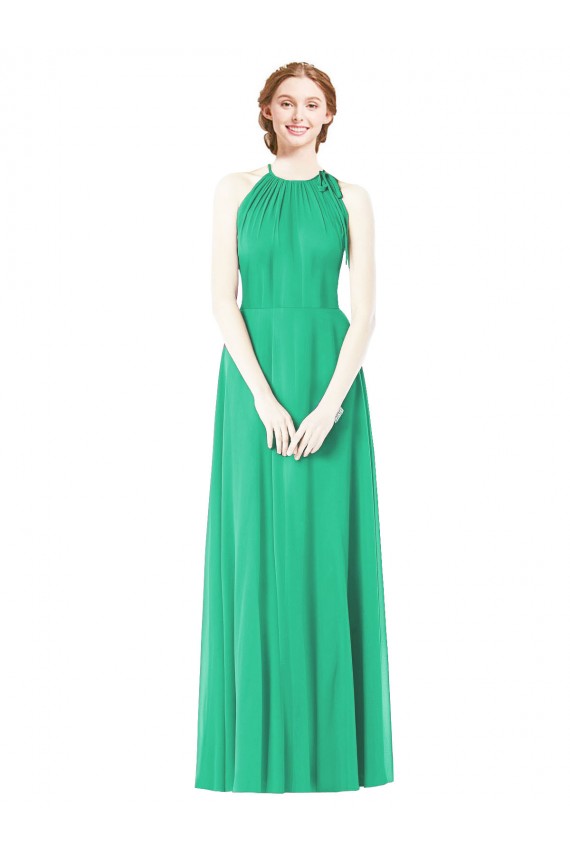 Long Sleeveless Soft Chiffon Emerald Green A-Line Bridesmaid Dress Newcastle