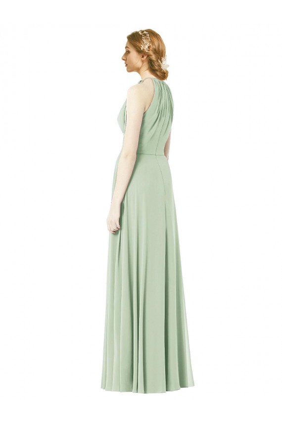 Long Sleeveless Soft Chiffon Emerald Green A-Line Bridesmaid Dress Newcastle