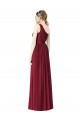 Long Sleeveless Soft Chiffon Burgundy A-Line Bridesmaid Gown Newcastle
