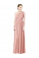 Long Sleeveless Soft Chiffon Bliss Pink One Shoulder A-Line Bridesmaid Dress Newcastle
