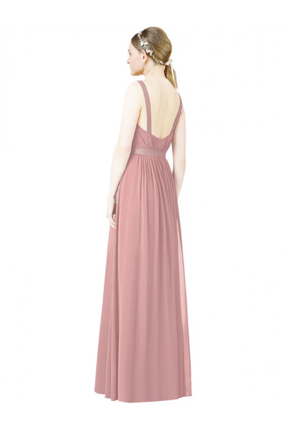 Long Sleeveless Soft Chiffon Dusty Pink A-Line Bridesmaid Dress Newcastle
