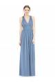 Long Sleeveless Chiffon Dusty Blue V-Neck A-Line Bridesmaid Gowns Newcastle