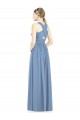 Long Sleeveless Chiffon Dusty Blue V-Neck A-Line Bridesmaid Gowns Newcastle