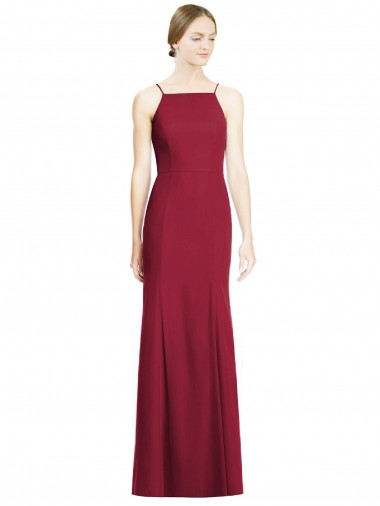 Long Sleeveless Soft Chiffon Burgundy Mermaid Bridal Party Dress Newcastle