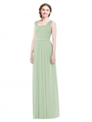 Long Sleeveless Soft Chiffon Sage A-Line Bridal Party Dress Newcastle