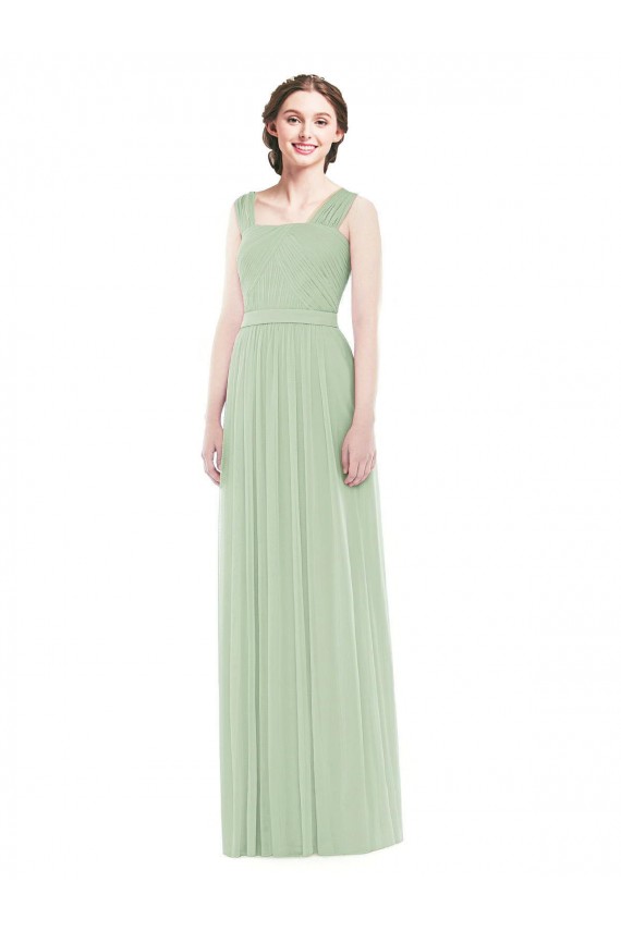 Long Sleeveless Soft Chiffon Sage A-Line Bridal Party Dress Newcastle