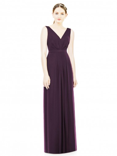 Long Sleeveless Chiffon Grape A-Line Bridesmaid Dress / Evening Dress Newcastle